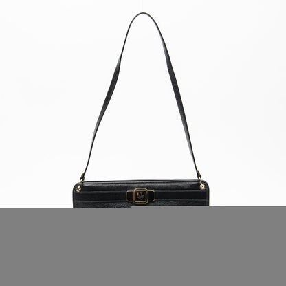 Dior Vintage Zip Shoulder Bag Black Calfskin Leather