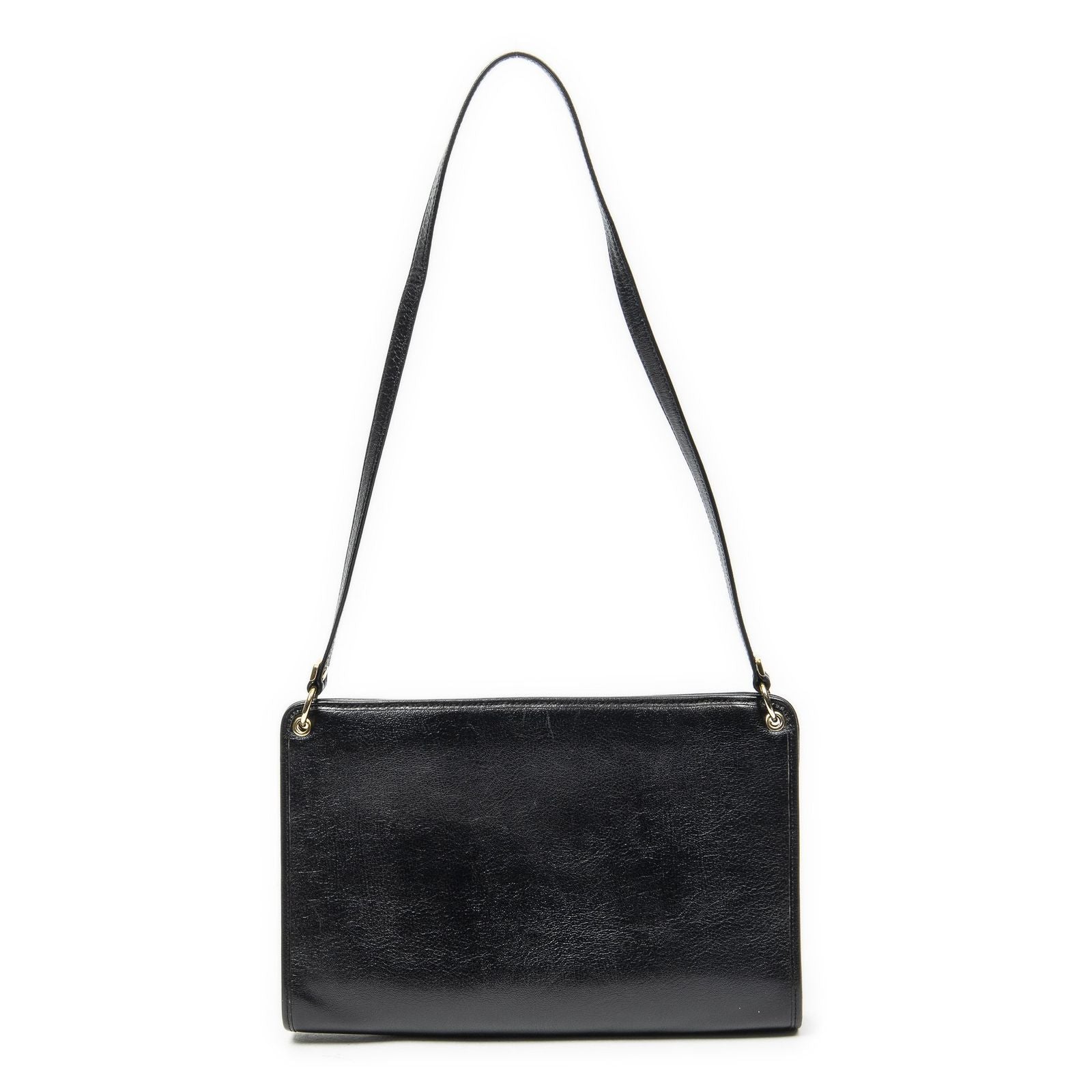 Dior Vintage Zip Shoulder Bag Black Calfskin Leather — view 5