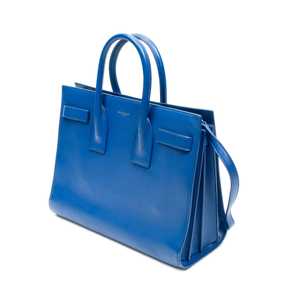 Saint Laurent Small Sac de Jour Blue Calfskin Leather Handbag — view 2