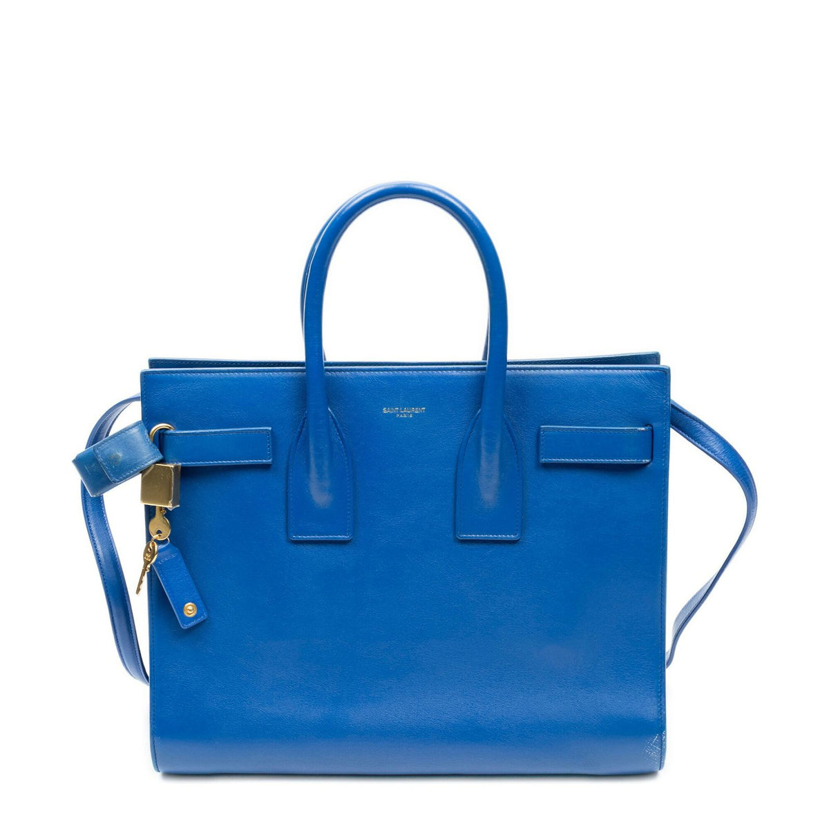 Saint Laurent Small Sac de Jour Blue Calfskin Leather Handbag