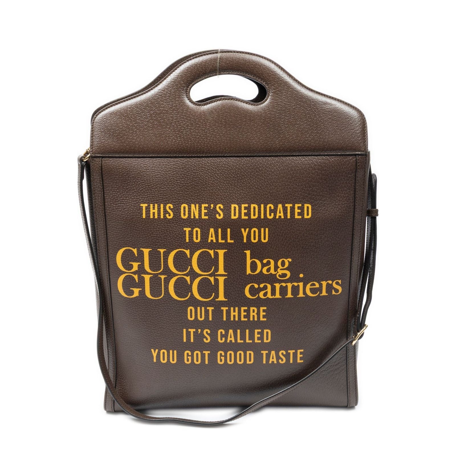 Gucci Embroidery Tote Brown Gray — view 5