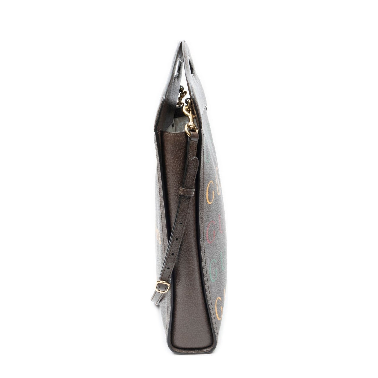 Gucci Embroidery Tote Brown Gray — view 4
