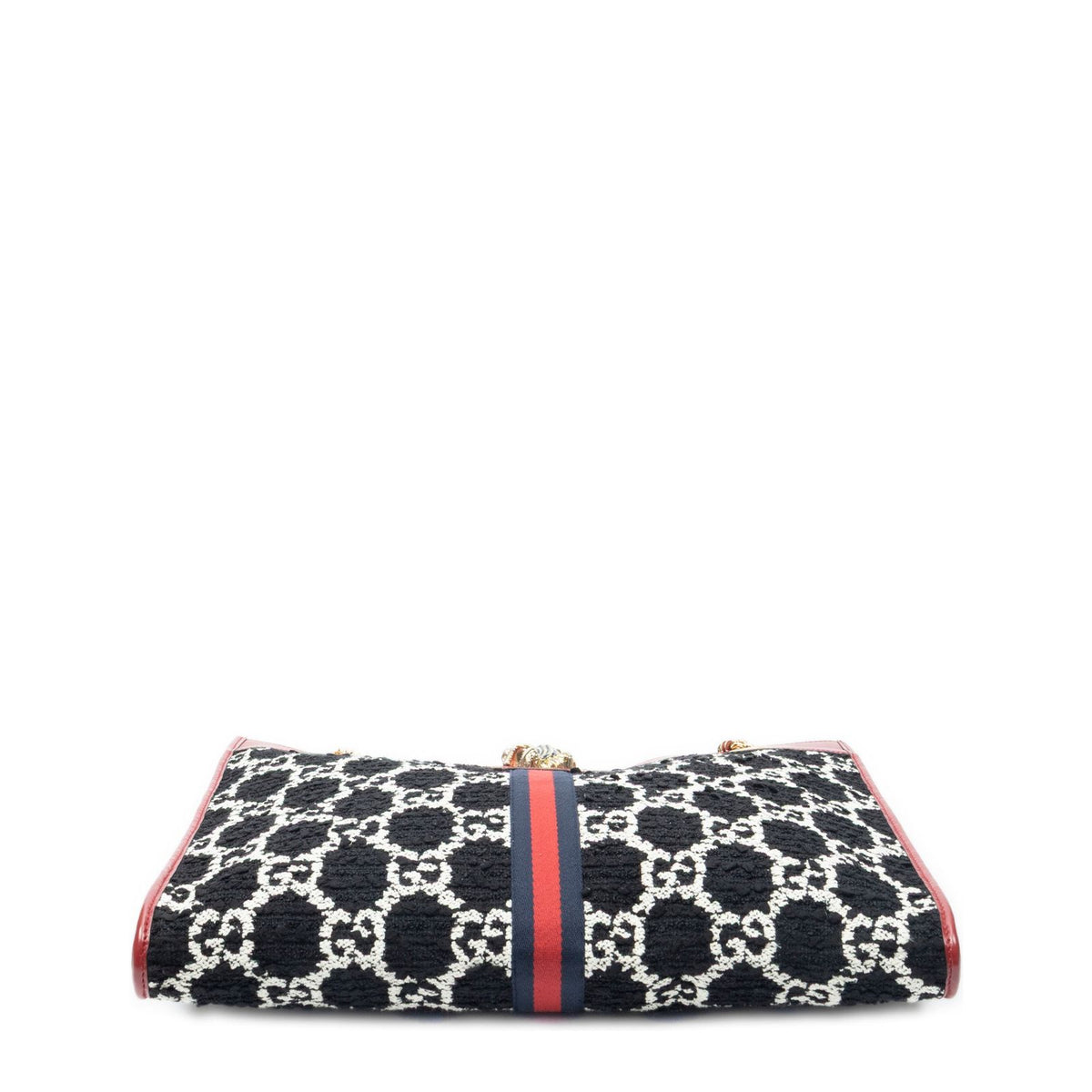 Gucci Rajah Tweed Chain Large Tote Red Black — view 6