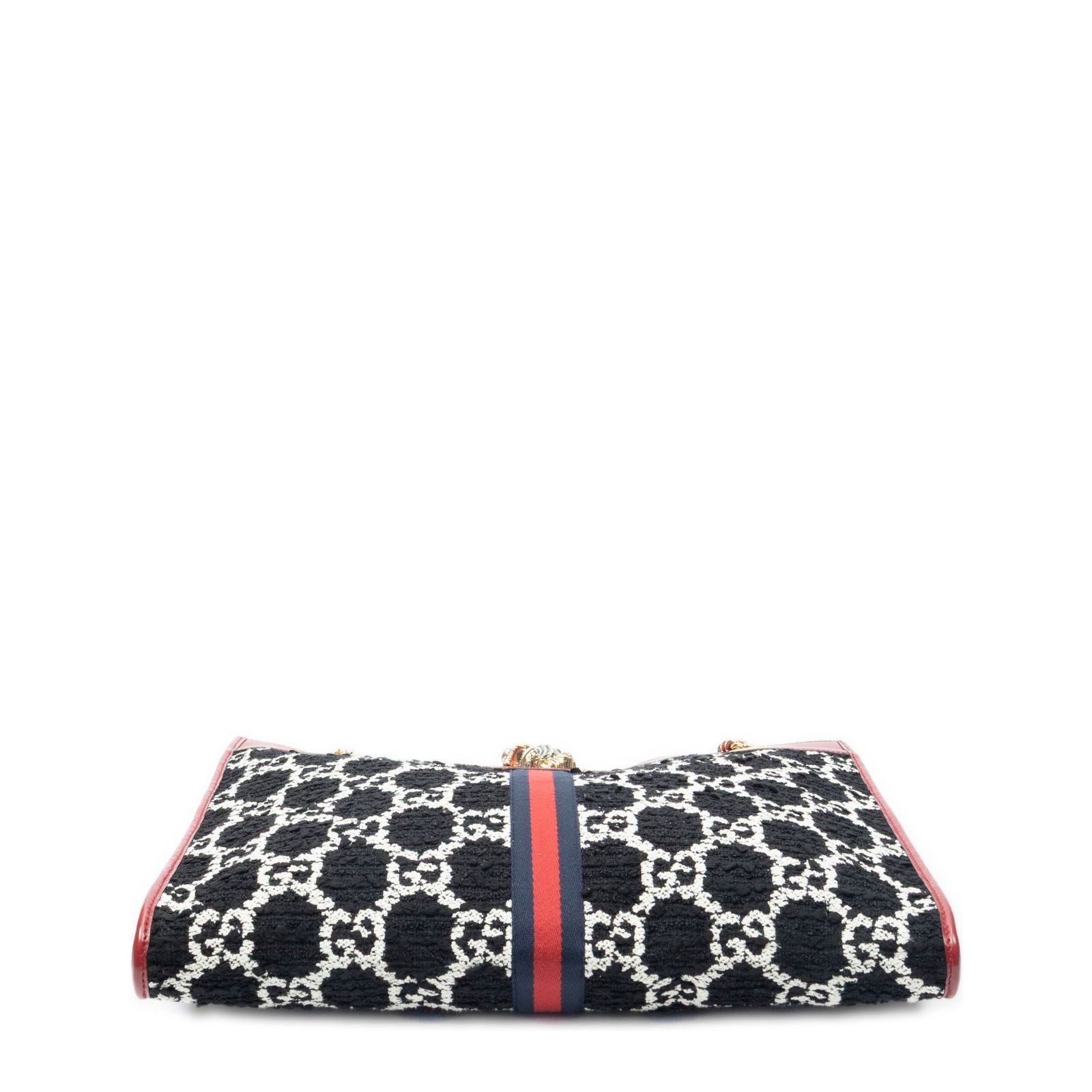 Gucci Rajah Tweed Chain Large Tote Red Black — view 6