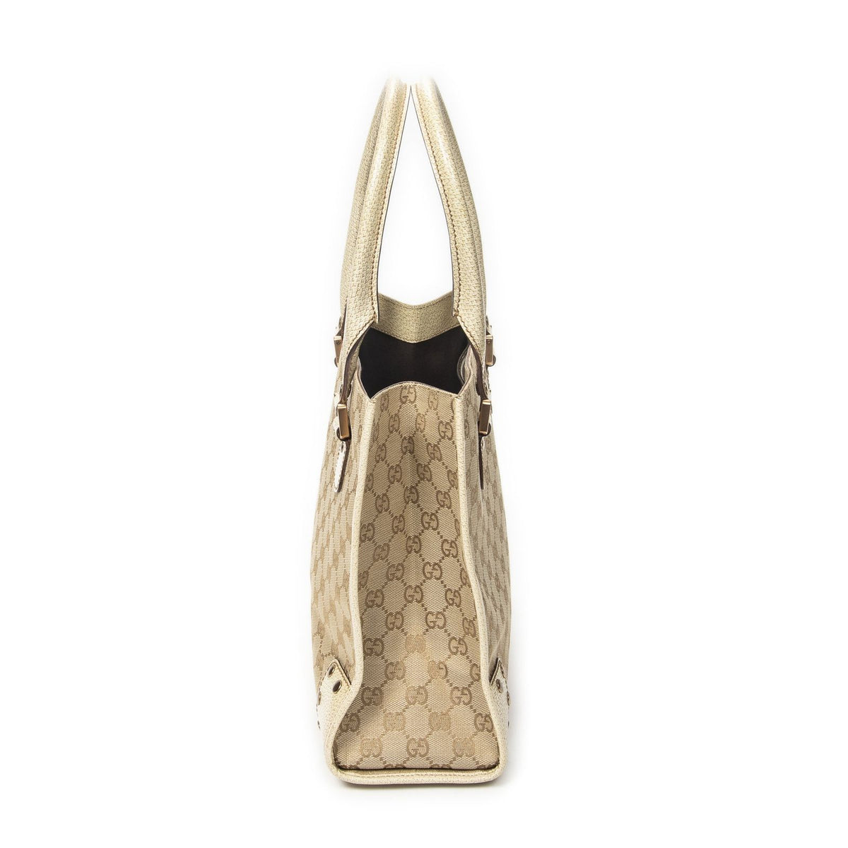 Gucci Scarlet Studs Tote Beige Ivory GG Canvas — view 4