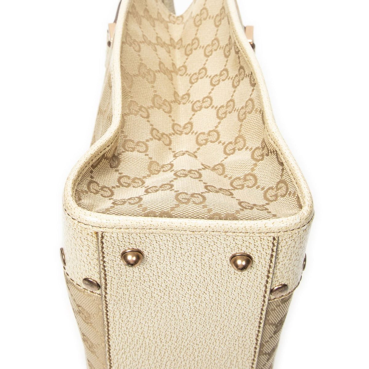 Gucci Scarlet Studs Tote Beige Ivory GG Canvas — view 8
