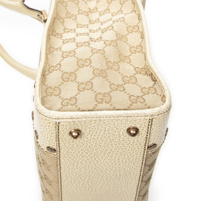 Gucci Scarlet Studs Tote Beige Ivory GG Canvas — view 7