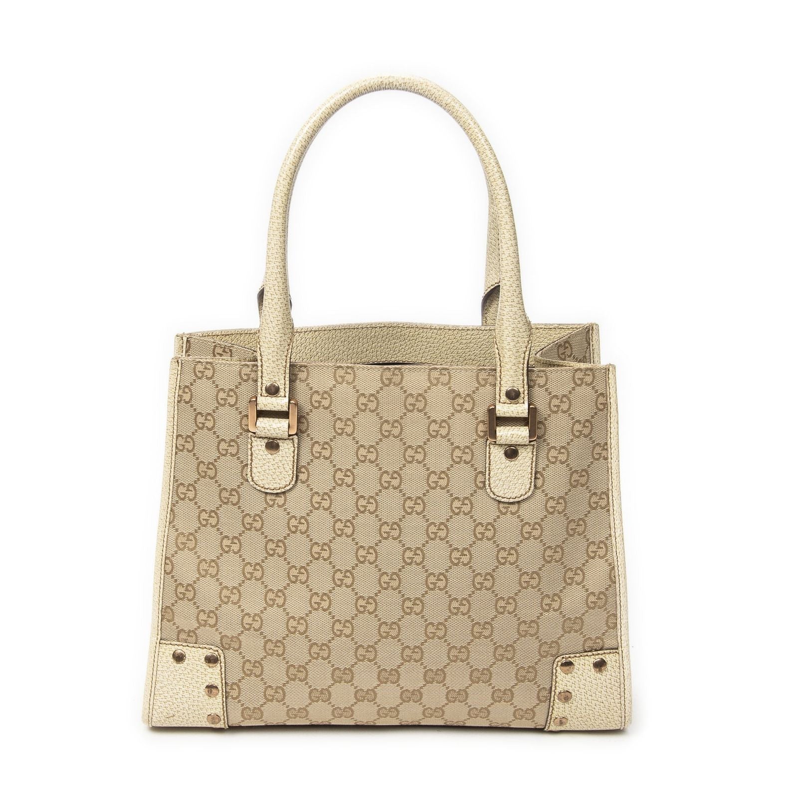 Gucci Scarlet Studs Tote Beige Ivory GG Canvas