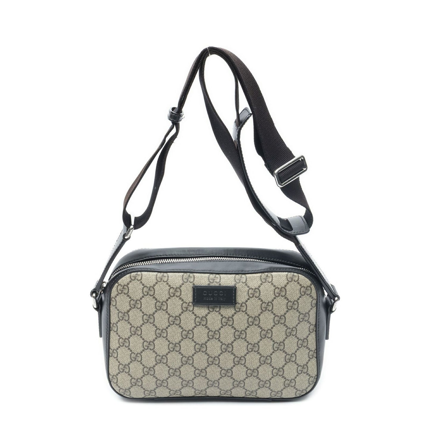 Gucci Camera Bag Beige Black Supreme Canvas