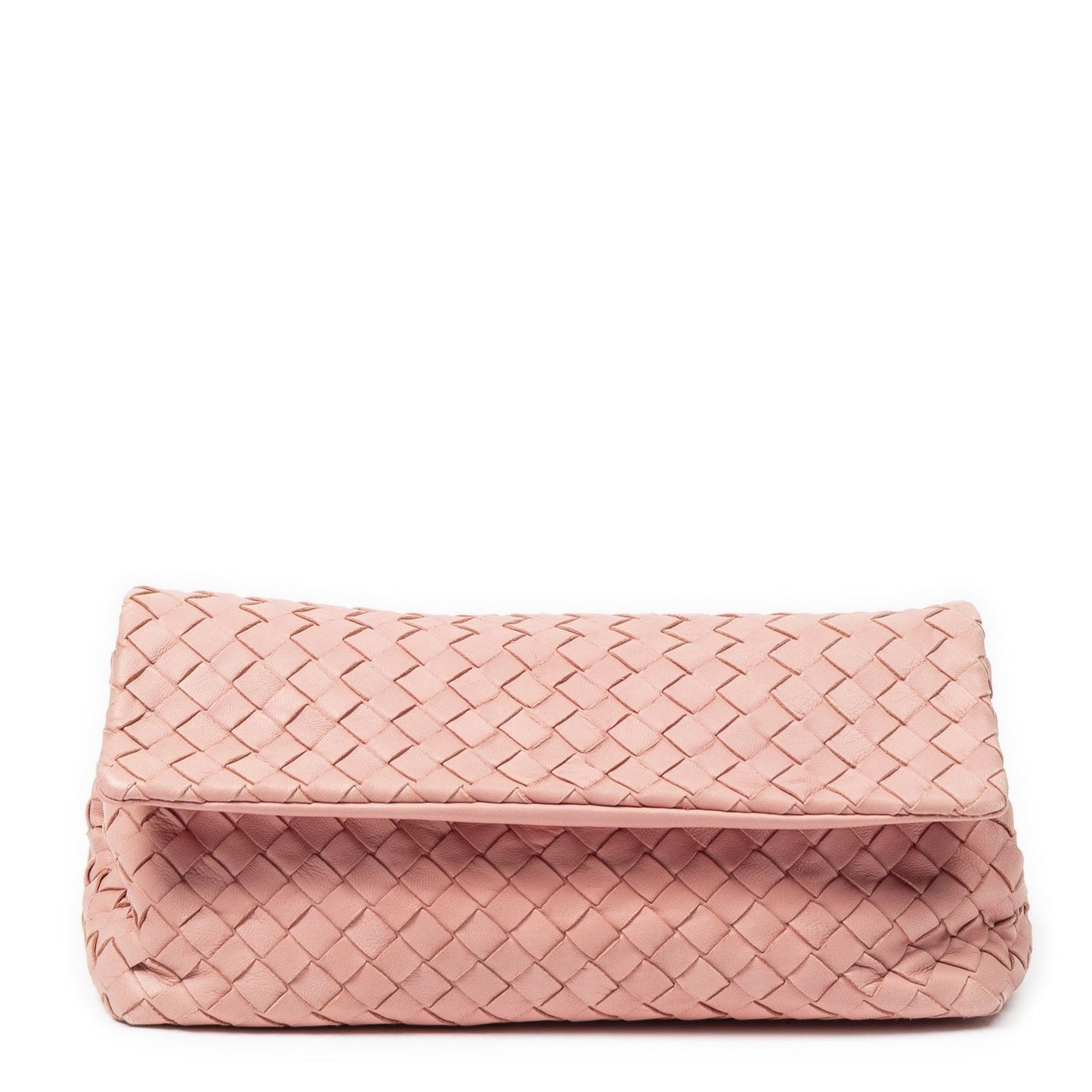 Bottega Veneta Small Flap Clutch Pink Intrecciato Leather