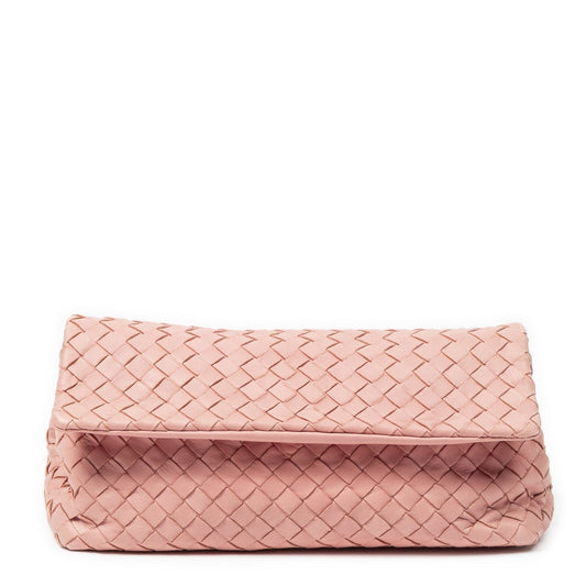 Bottega Veneta Small Flap Clutch Pink Intrecciato Leather