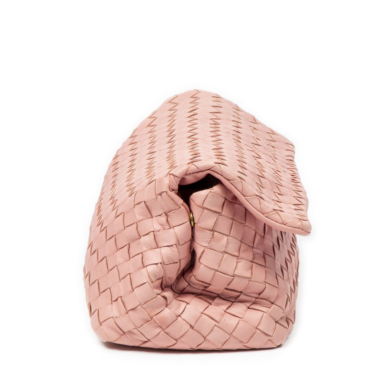 Bottega Veneta Small Flap Clutch Pink Intrecciato Leather — view 4
