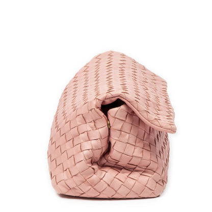 Bottega Veneta Small Flap Clutch Pink Intrecciato Leather — view 4