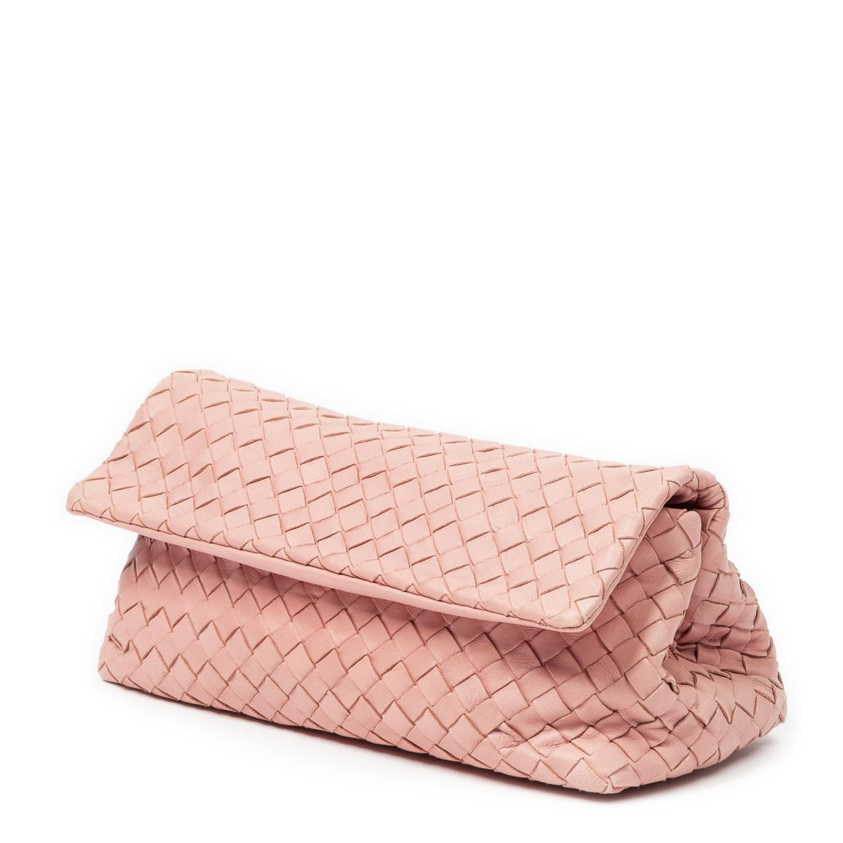 Bottega Veneta Small Flap Clutch Pink Intrecciato Leather — view 2