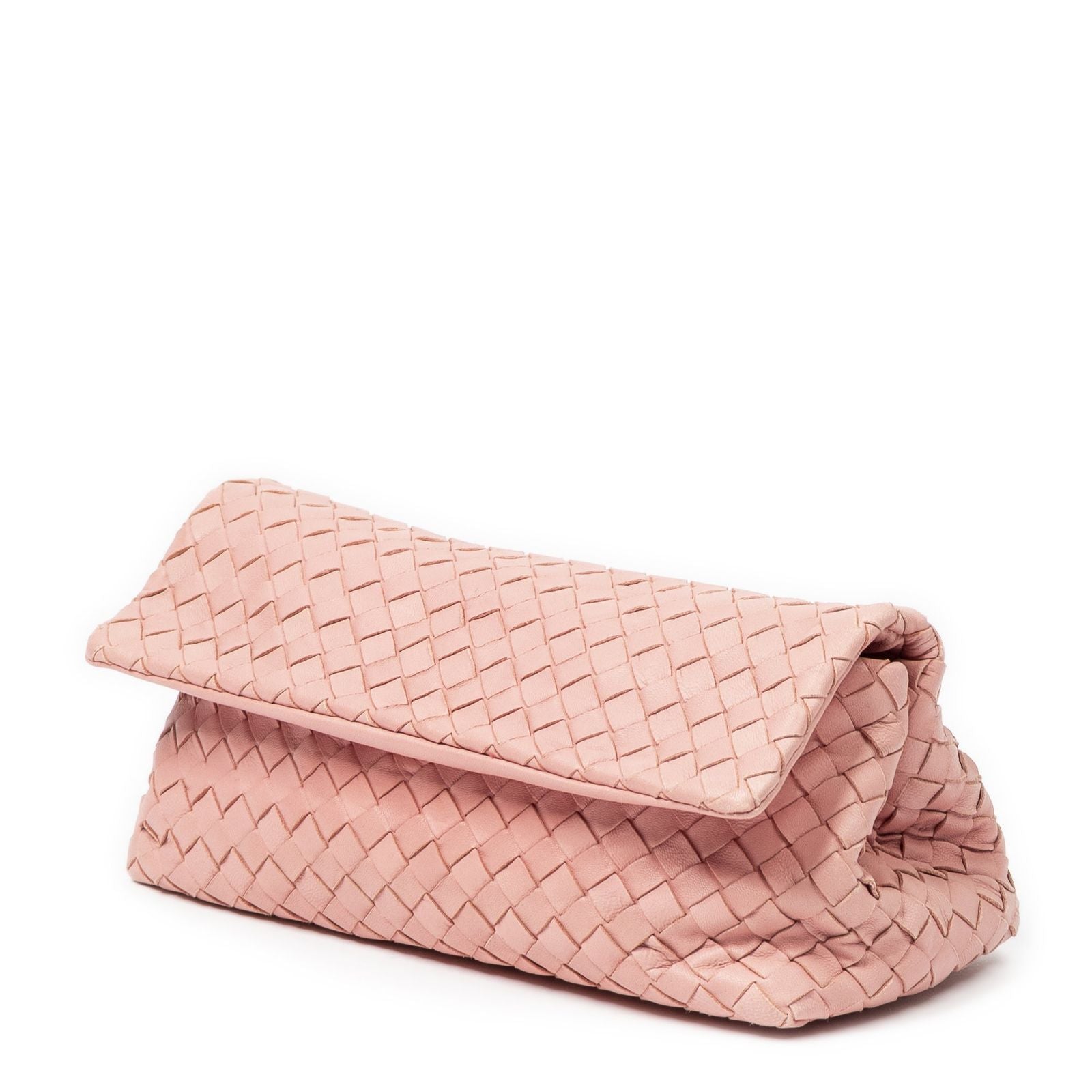 Bottega Veneta Small Flap Clutch Pink Intrecciato Leather — view 2