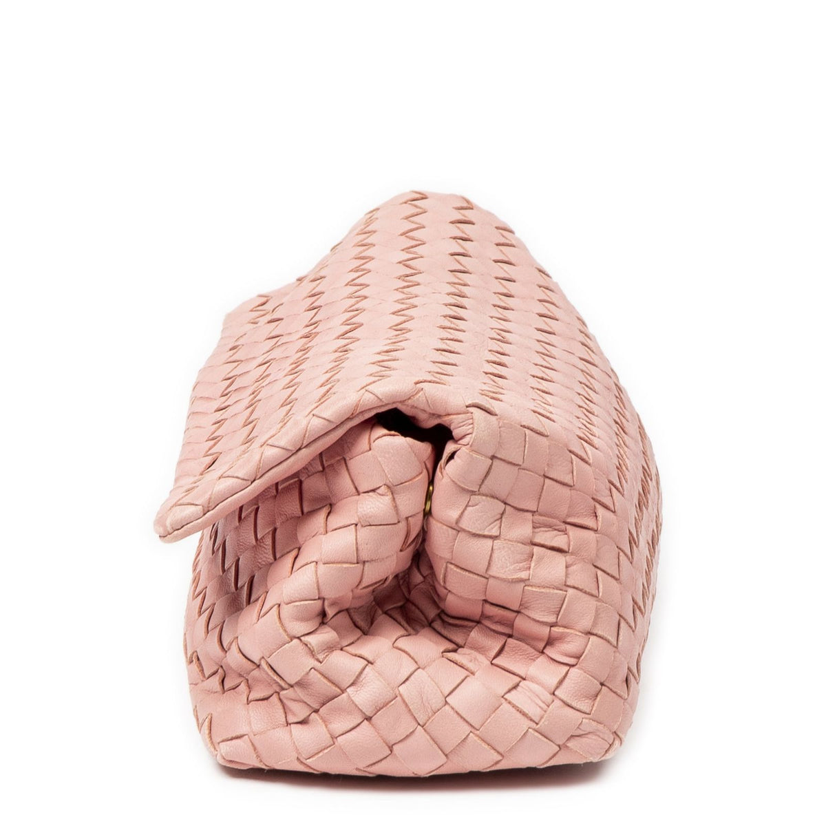Bottega Veneta Small Flap Clutch Pink Intrecciato Leather — view 3