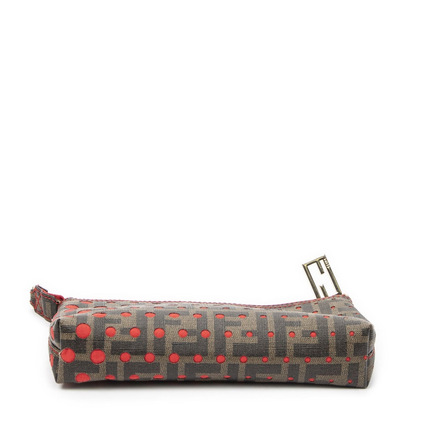 Fendi Cutout Pouch Red Brown Star Perforation Zucca Canvas — view 6