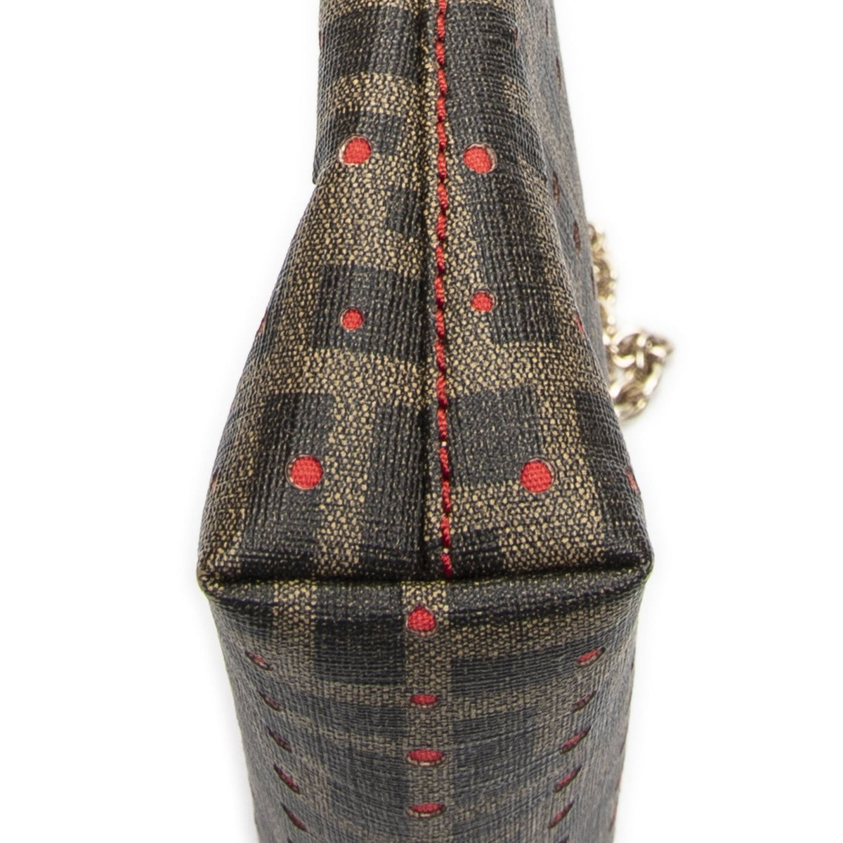 Fendi Cutout Pouch Red Brown Star Perforation Zucca Canvas — view 8