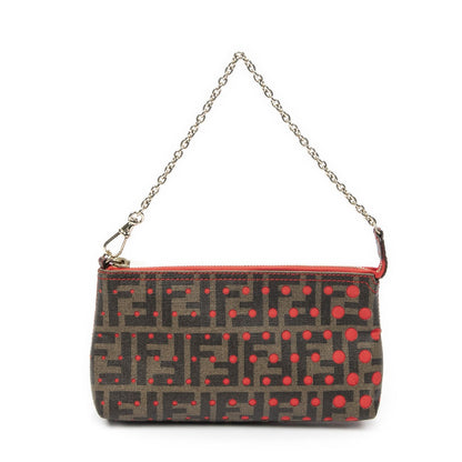 Fendi Cutout Pouch Red Brown Star Perforation Zucca Canvas — view 5
