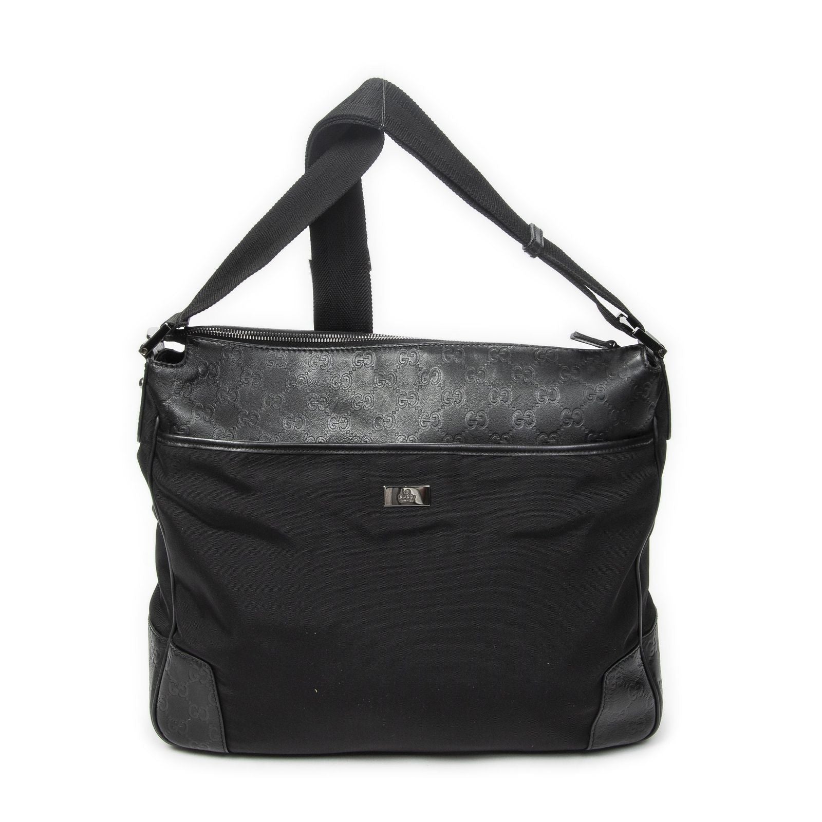Gucci Large Front Pocket Messenger Black Nylon Canvas