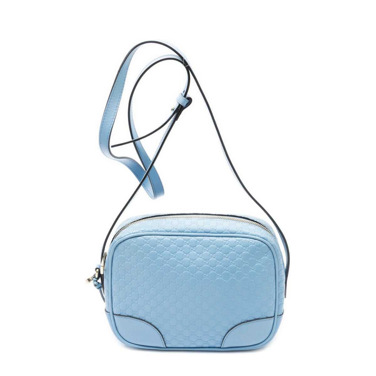 Gucci Bree Cross Belt Bag Blue Micro Guccissima Leather — view 5