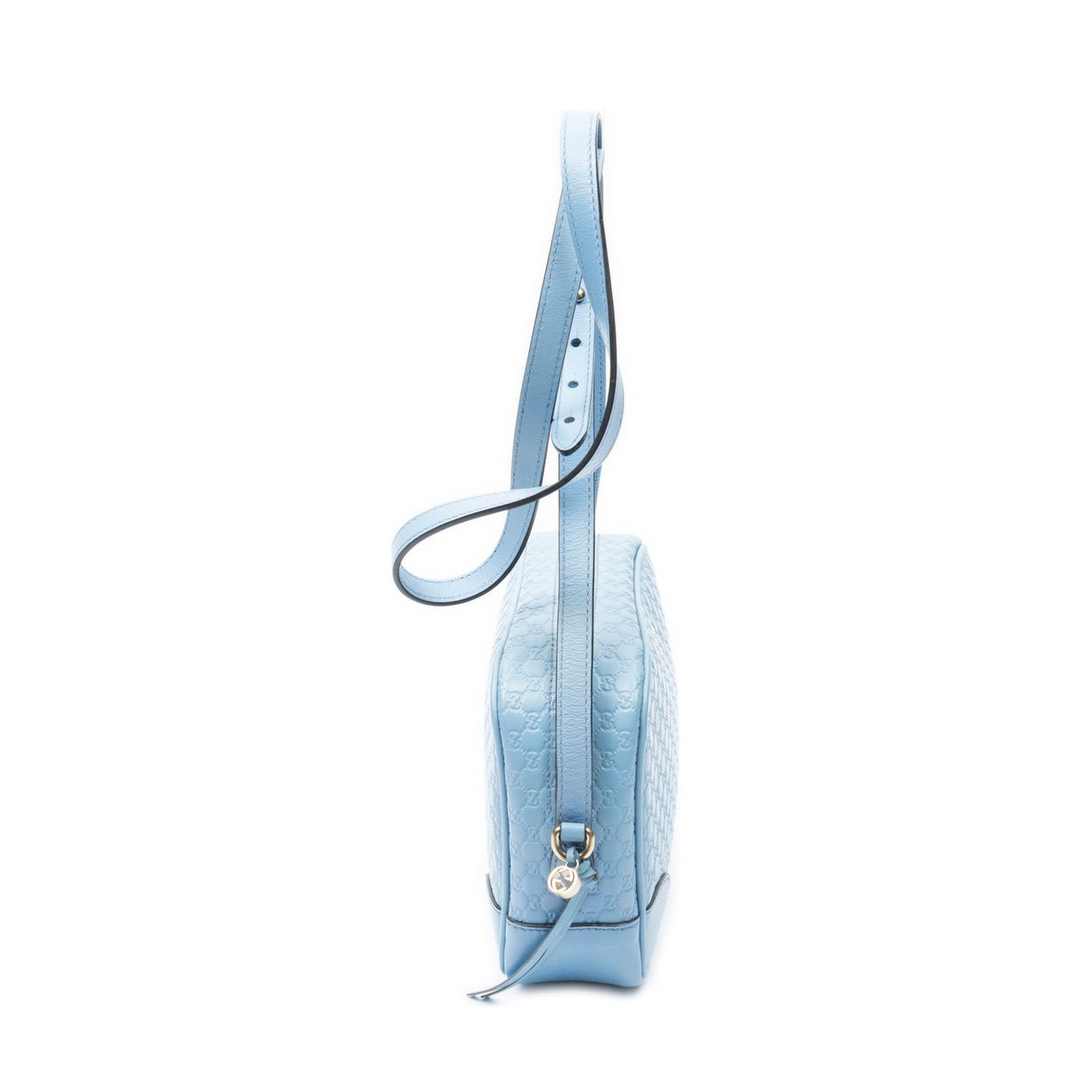 Gucci Bree Cross Belt Bag Blue Micro Guccissima Leather — view 3