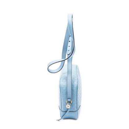 Gucci Bree Cross Belt Bag Blue Micro Guccissima Leather — view 3