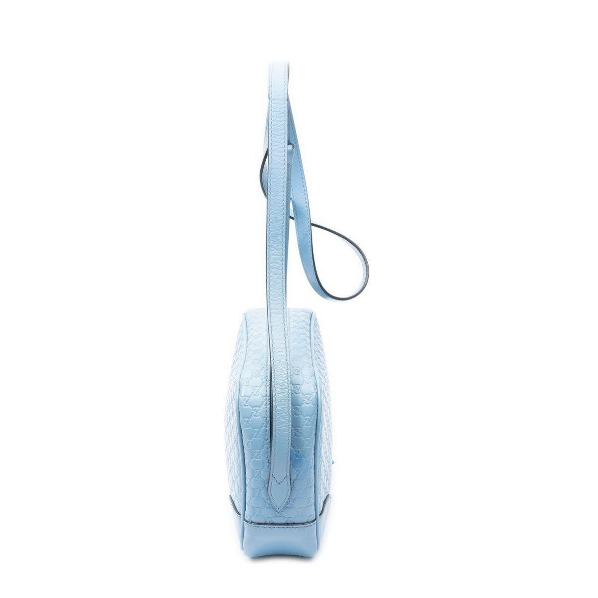 Gucci Bree Cross Belt Bag Blue Micro Guccissima Leather — view 4