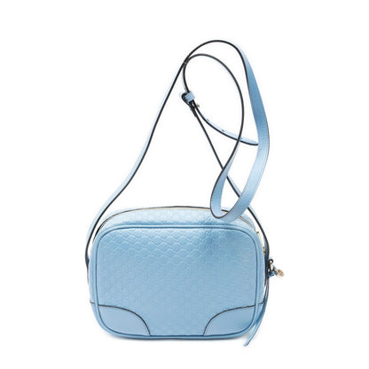 Gucci Bree Cross Belt Bag Blue Micro Guccissima Leather