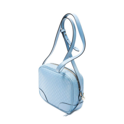 Gucci Bree Cross Belt Bag Blue Micro Guccissima Leather — view 2