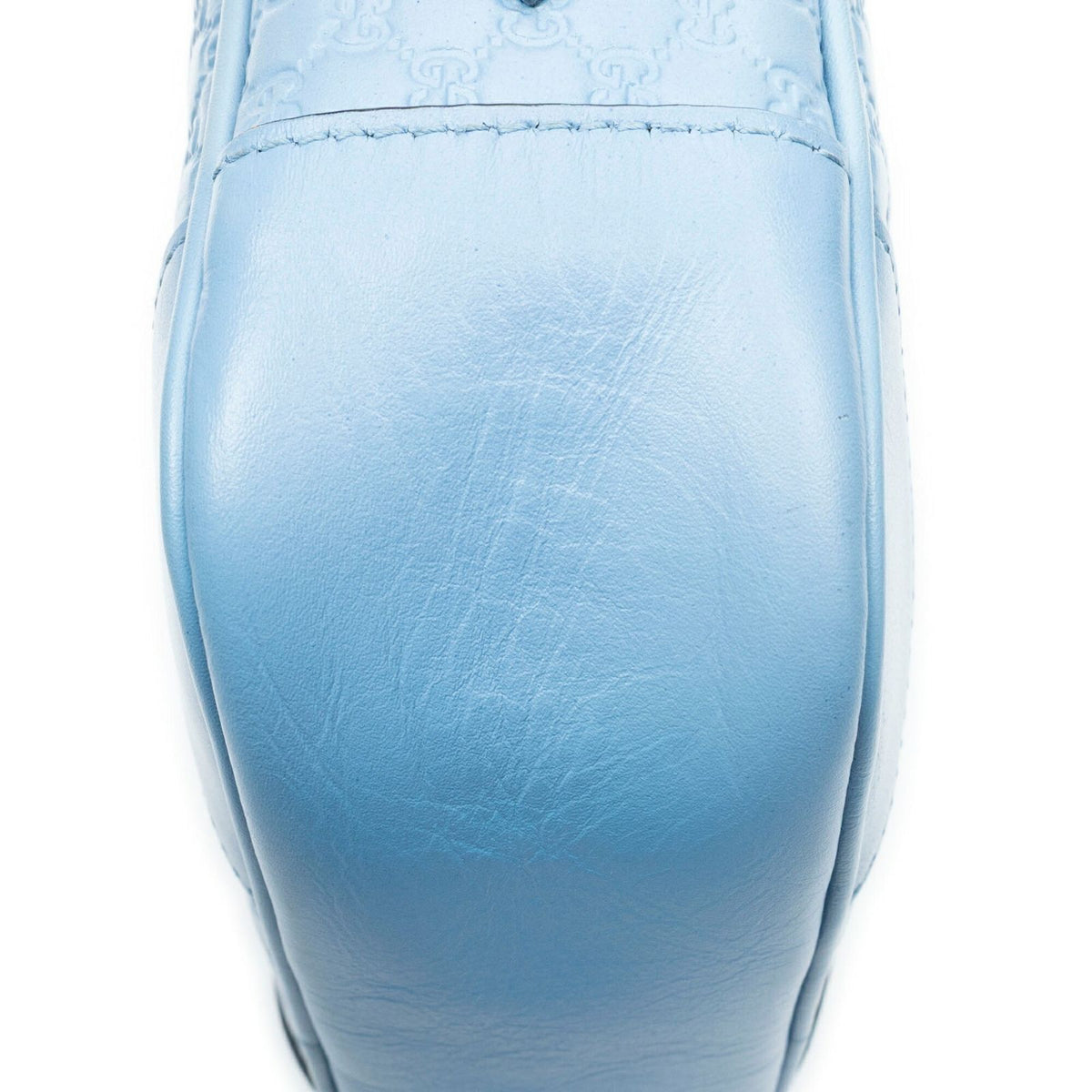 Gucci Bree Cross Belt Bag Blue Micro Guccissima Leather — view 7