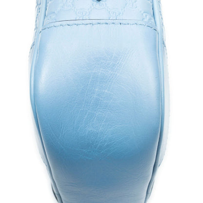 Gucci Bree Cross Belt Bag Blue Micro Guccissima Leather — view 7