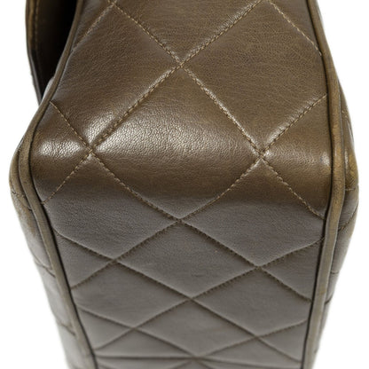 Chanel CC XL Jumbo Square Flap Bag Olive Green Quilted Lambskin Leather — view 7