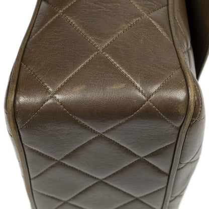 Chanel CC XL Jumbo Square Flap Bag Olive Green Quilted Lambskin Leather — view 8