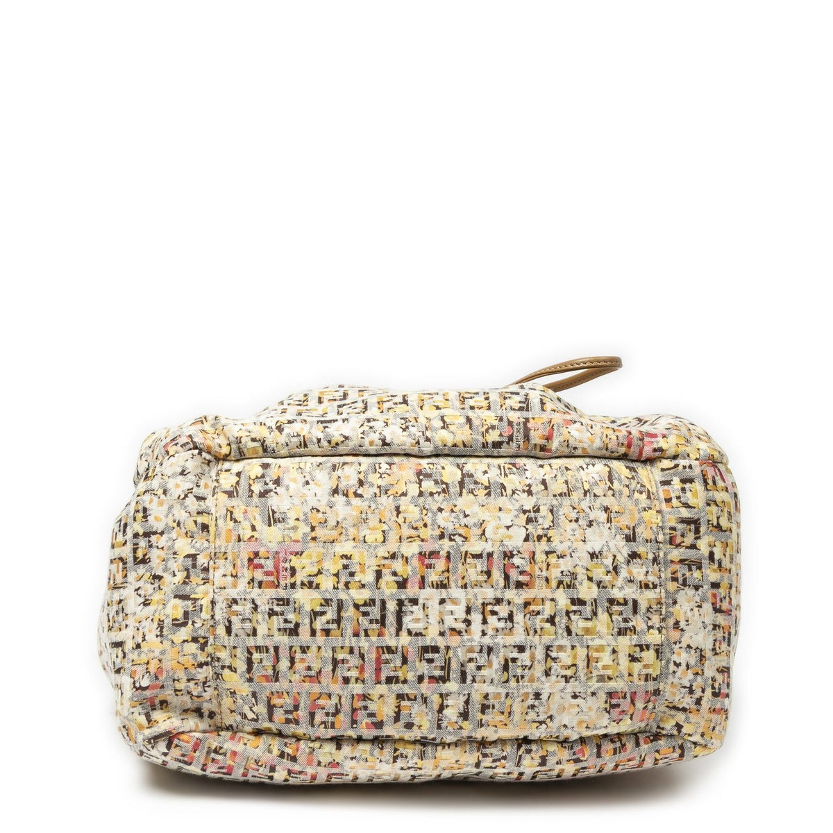 Fendi Drawstring Tote Beige Floral Print Zucchino Canvas — view 6