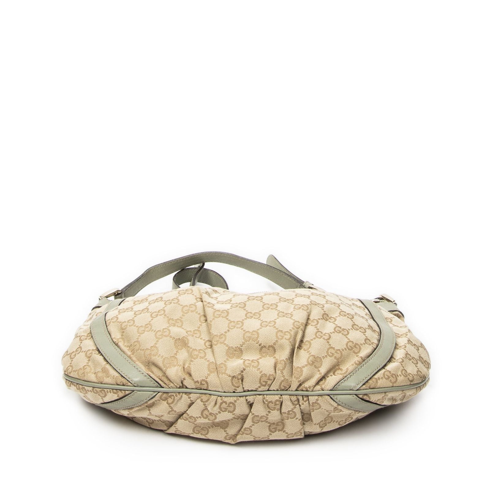 Gucci Large Shape D-ring Abbey Messenger Beige Light Green GG Canvas — view 6