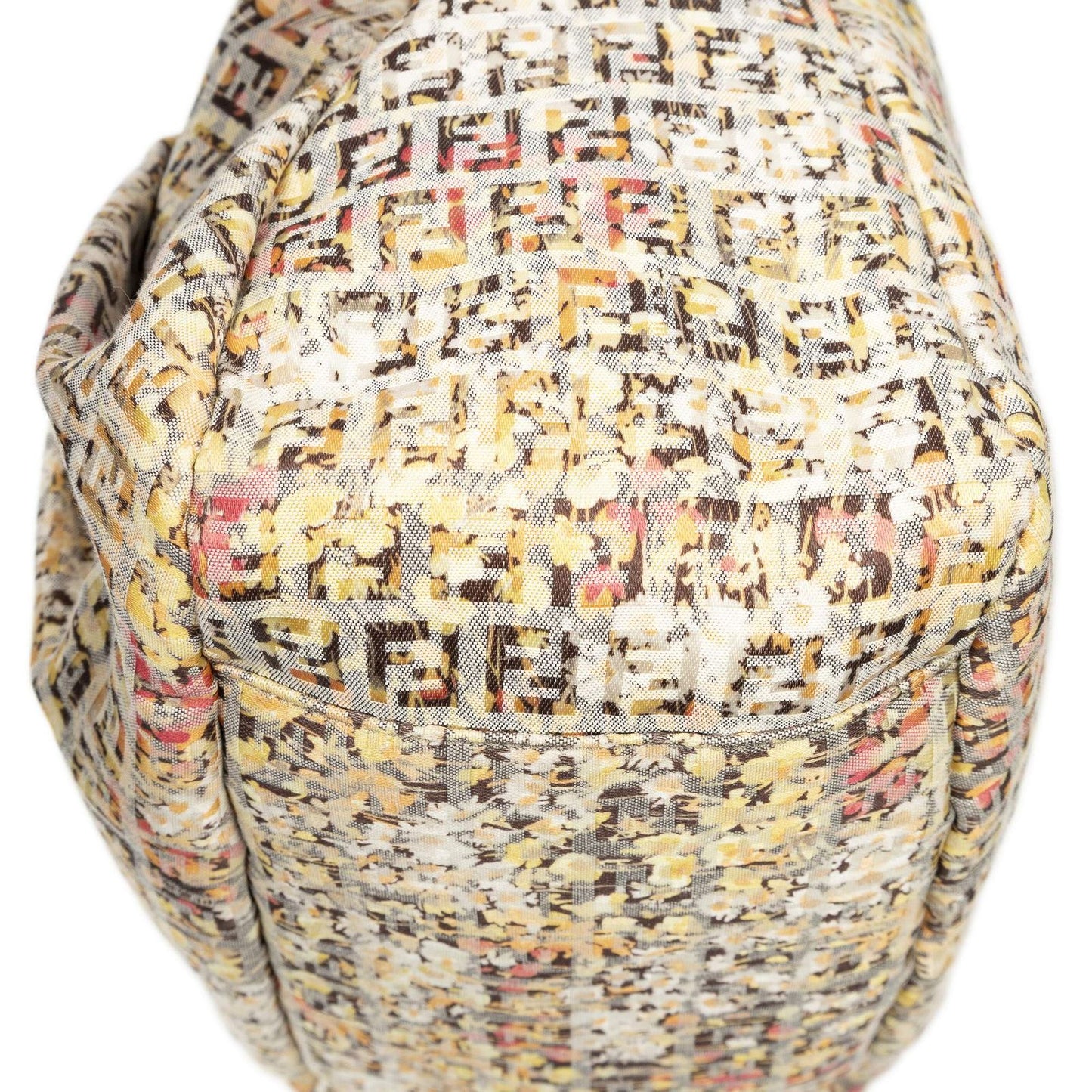 Fendi Drawstring Tote Beige Floral Print Zucchino Canvas — view 7