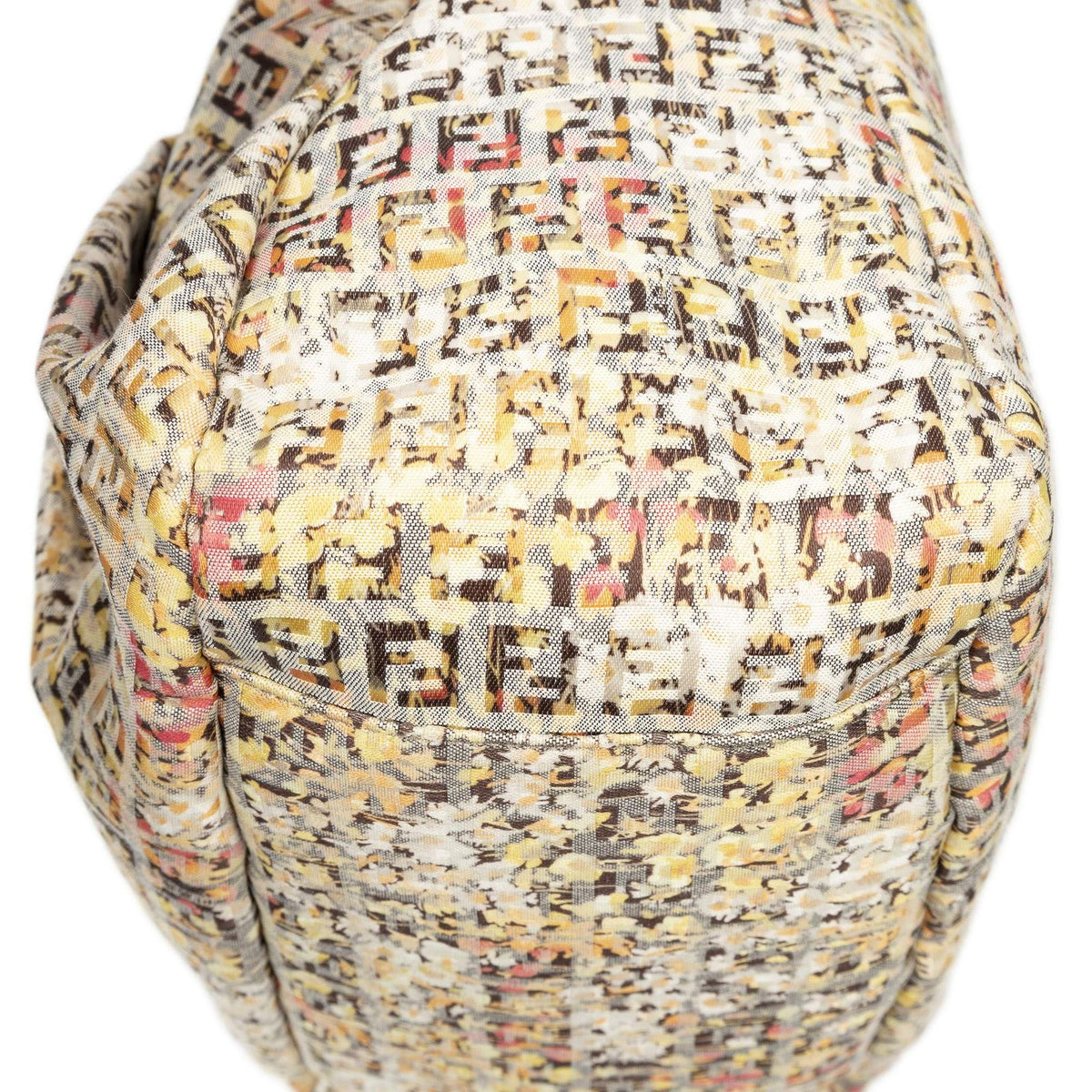 Fendi Drawstring Tote Beige Floral Print Zucchino Canvas — view 7