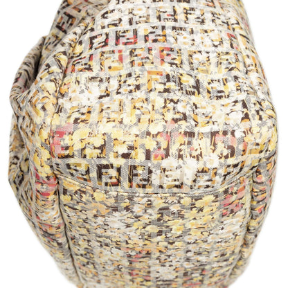 Fendi Drawstring Tote Beige Floral Print Zucchino Canvas — view 7