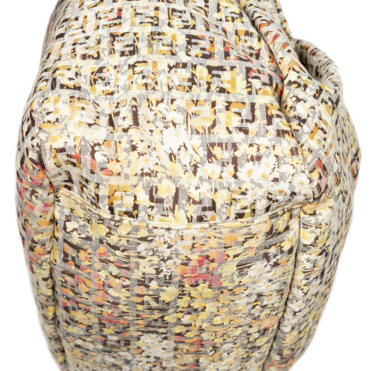 Fendi Drawstring Tote Beige Floral Print Zucchino Canvas — view 8