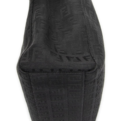 Fendi Small Square Open Tote Black Zucchino Canvas — view 7