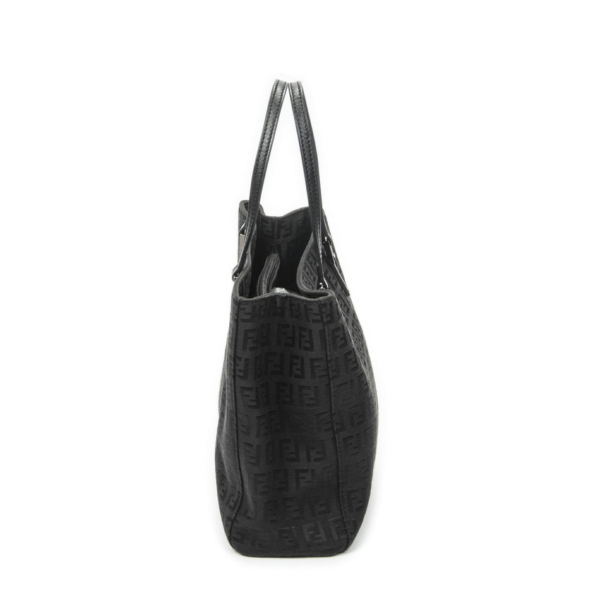Fendi Small Square Open Tote Black Zucchino Canvas — view 4