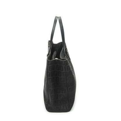 Fendi Small Square Open Tote Black Zucchino Canvas — view 4