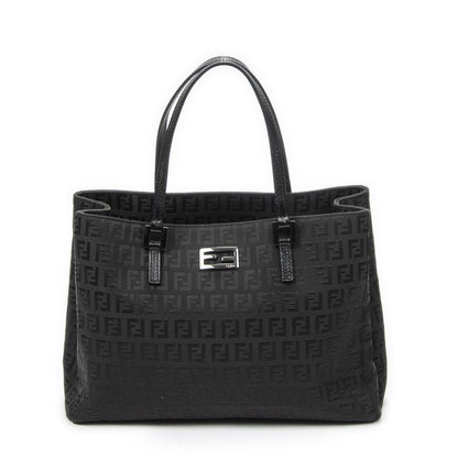 Fendi Small Square Open Tote Black Zucchino Canvas