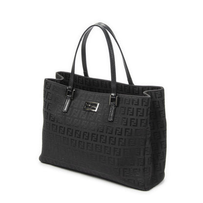 Fendi Small Square Open Tote Black Zucchino Canvas — view 2