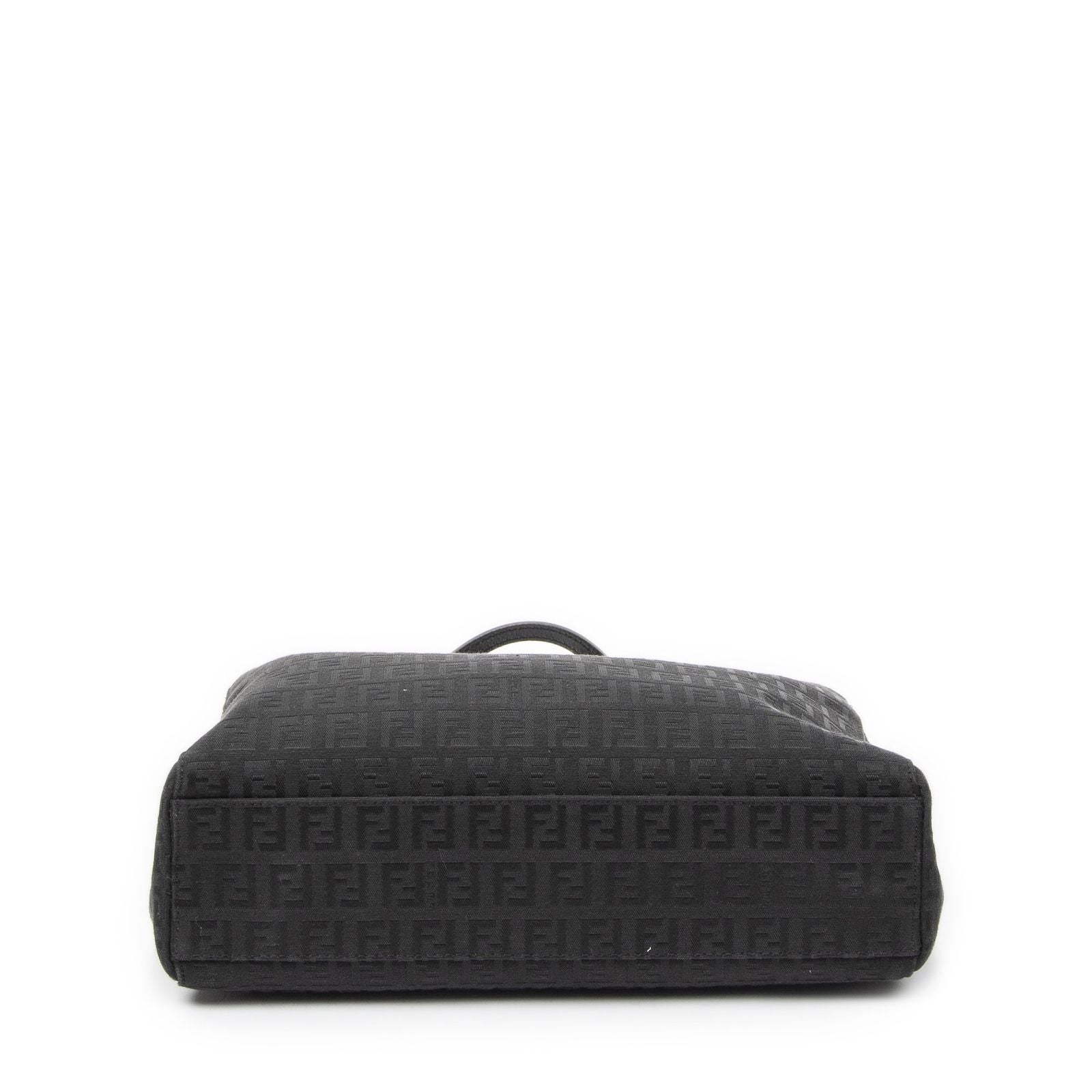 Fendi Small Square Open Tote Black Zucchino Canvas — view 6
