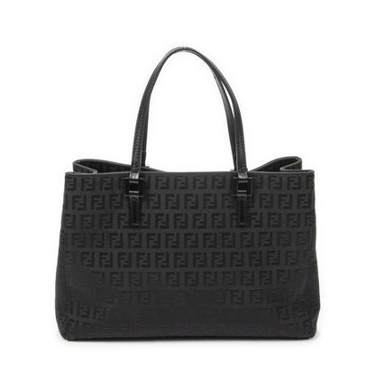 Fendi Small Square Open Tote Black Zucchino Canvas — view 5