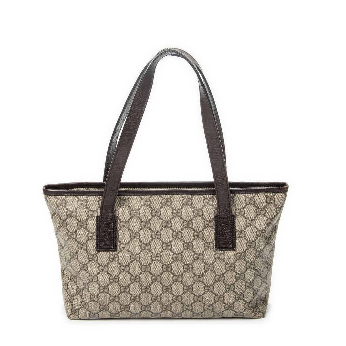 Gucci Zip Shopping Tote Beige Dark Brown Supreme Canvas — view 5