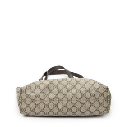 Gucci Zip Shopping Tote Beige Dark Brown Supreme Canvas — view 6