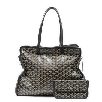 Goyard Hardy Black Brown Goyardine Canvas Shoulder Bag